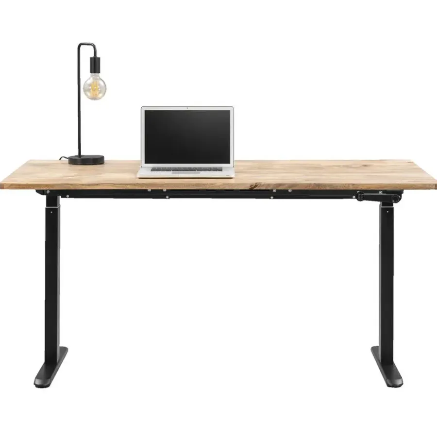 Homeworx Bureau zit/sta handmatig verstelbaar – mangohout/zwart - 75/118x160x80 cm