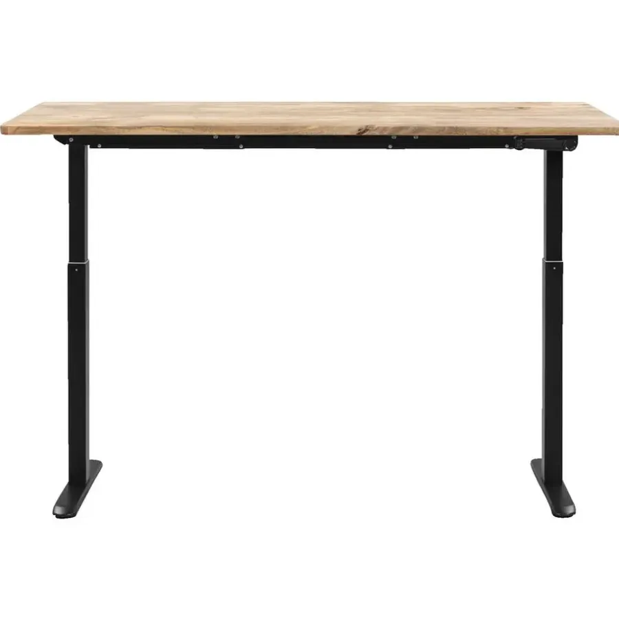 Homeworx Bureau zit/sta handmatig verstelbaar – mangohout/zwart - 75/118x160x80 cm