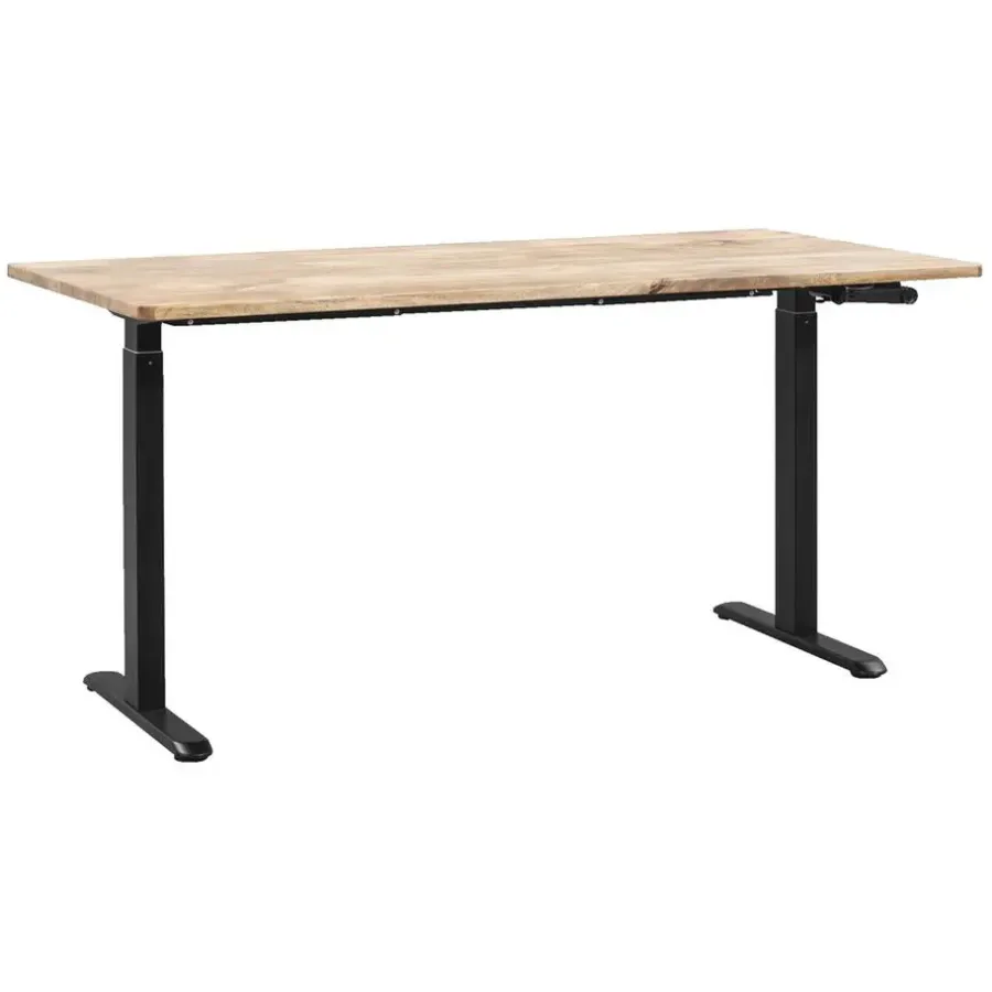 Homeworx Bureau zit/sta handmatig verstelbaar – mangohout/zwart - 75/118x160x80 cm