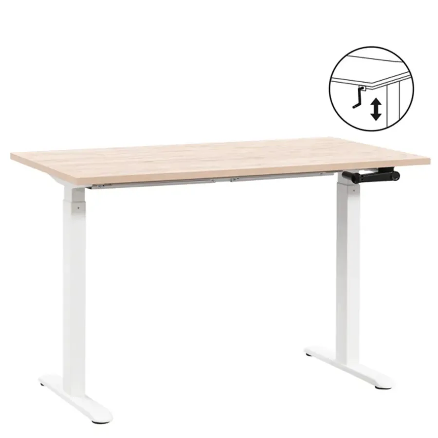 Zit-Sta-Bureaus-Homeworx Bureau zit/sta handmatig verstelbaar – eikenkleur/wit - 75/118x120x70 cm