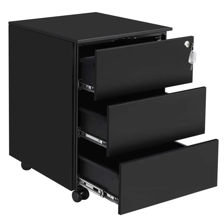 Bobbel Home Bureau Ladeblok verrijdbaar Incl. Slot - 55x45x39cm - Zwart