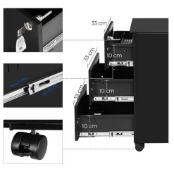 Bobbel Home Bureau Ladeblok verrijdbaar Incl. Slot - 55x45x39cm - Zwart