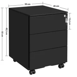 Bobbel Home Bureau Ladeblok verrijdbaar Incl. Slot - 55x45x39cm - Zwart
