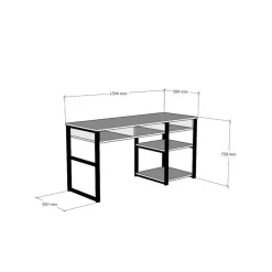 Arabic House Bureau Zwart/Bruin Melamine - 150x58,4x75,8cm - Emro