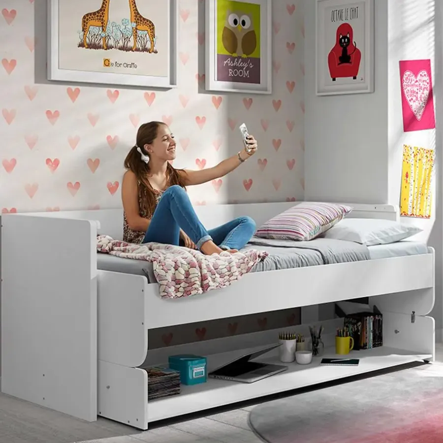 Kinderbedden-Vipack Bureaubed Denver - wit