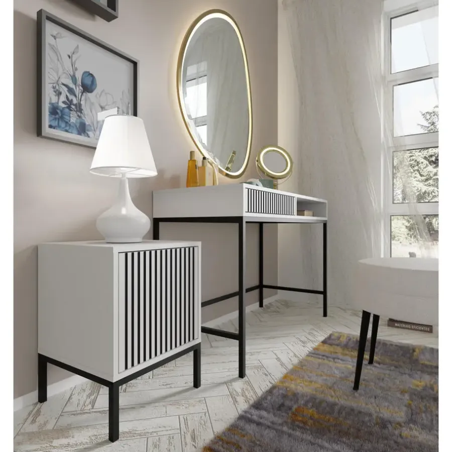 Homlando Bureaucontainer Ravenna - wit/zwart - Metall - 41x40x55 cm