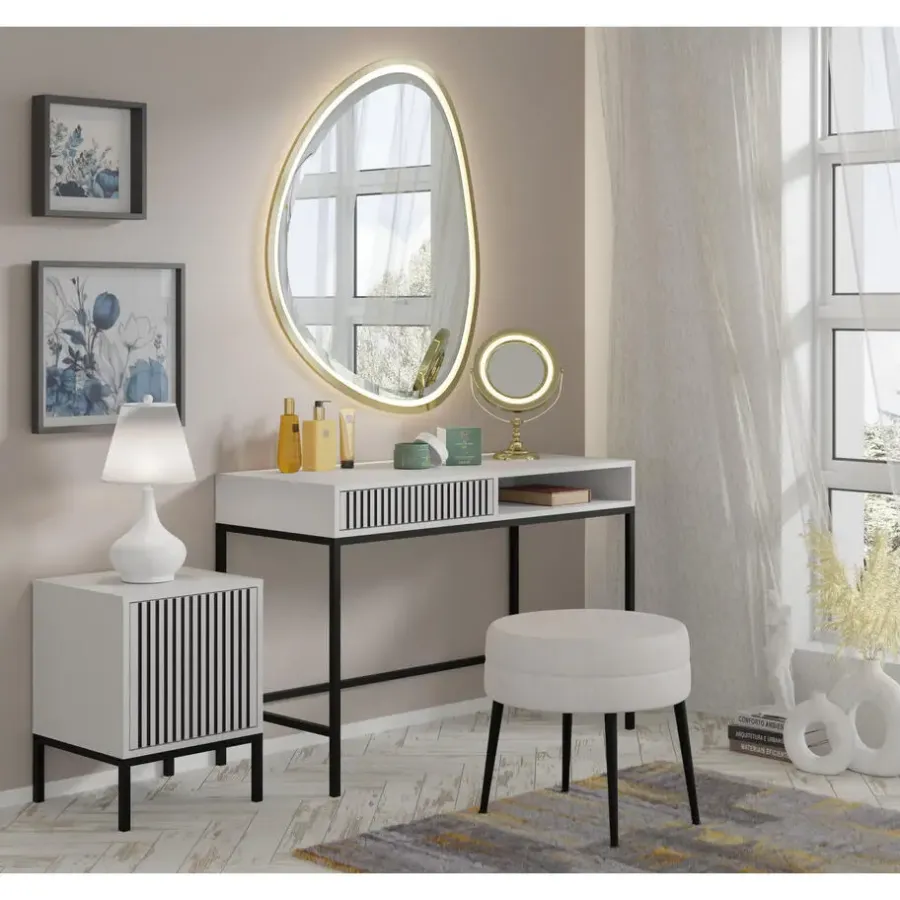 Homlando Bureaucontainer Ravenna - wit/zwart - Metall - 41x40x55 cm