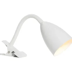 Tafellampen|Bureaulampen-Leen Bakker Bureau-klemlamp knijper - wit metaal - E14 - 35xØ9 cm