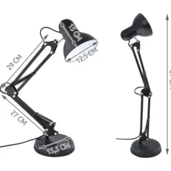 Merkloos Bureaulamp - Verstelbaar - Retro - Klassiek - 1x40 watt - Zwart
