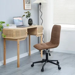 Bureaustoelen|Bureaustoelen-Nordlys Bureaustoel in bruin kunstleer met metalen onderstel