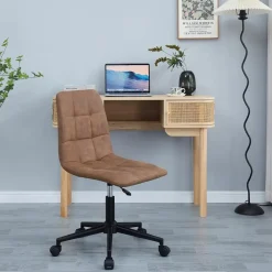 Bureaustoelen|Bureaustoelen-Nordlys Bureaustoel in bruin kunstleer met metalen onderstel