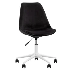 Leen Bakker Bureaustoel Senja - velvet - zwart - wit metaal