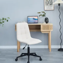 Bureaustoelen|Bureaustoelen-Nordlys Bureaustoel van beige stof met metalen onderstel