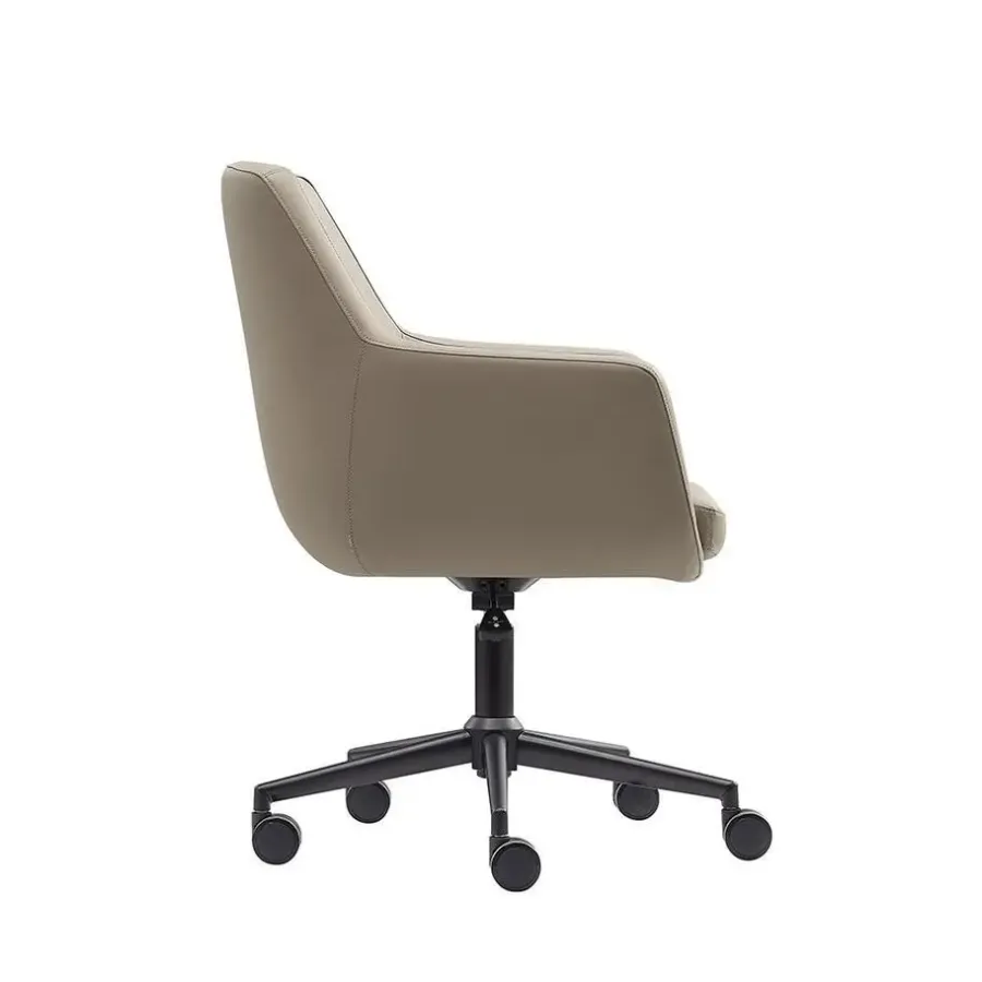 Bureaustoelen|Bureaustoelen-Sedero Bureaustoel/Eetkamerstoel Volos - Taupe - PU-leer