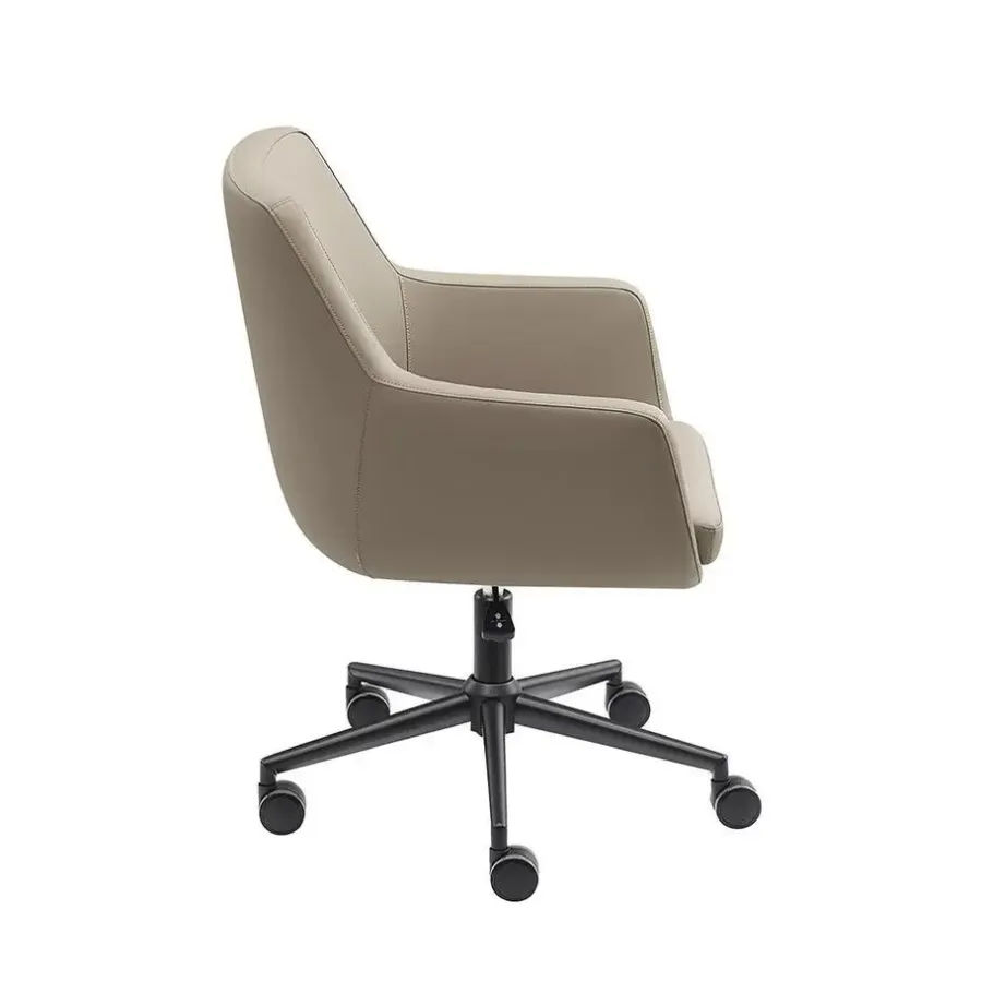 Bureaustoelen|Bureaustoelen-Sedero Bureaustoel/Eetkamerstoel Volos - Taupe - PU-leer