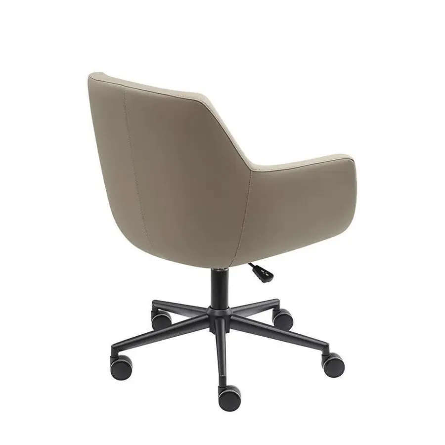 Bureaustoelen|Bureaustoelen-Sedero Bureaustoel/Eetkamerstoel Volos - Taupe - PU-leer