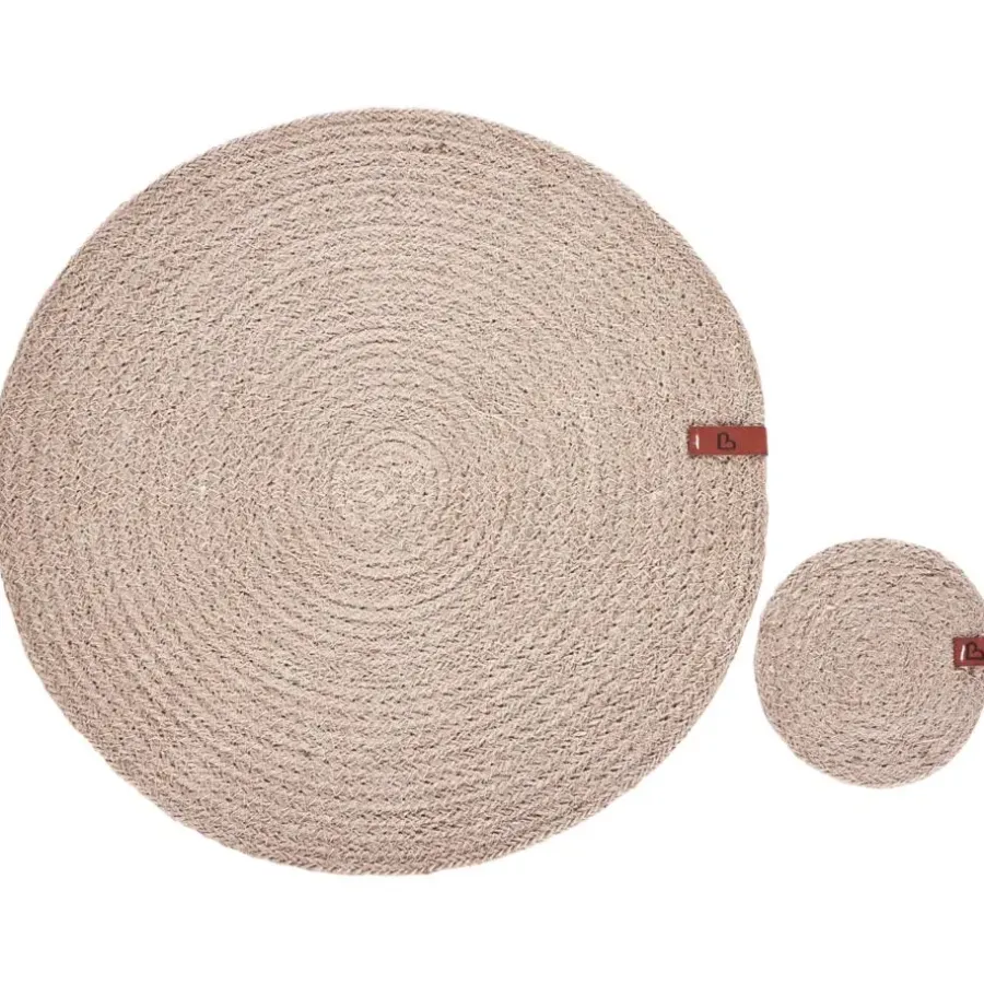 Leen Bakker BUSHMINT - Set van 12 placemats en onderzetters - Natuurlijk - Jute
