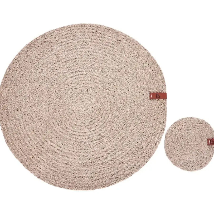 Leen Bakker BUSHMINT - Set van 12 placemats en onderzetters - Natuurlijk - Jute