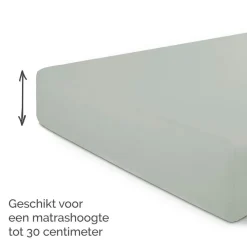 Hoeslakens-Byrklund - Hoeslaken Katoen - 90x200 cm - Grijsgroen