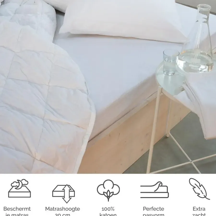 Byrklund - Molton Bed Basics Multifit - 90x200 cm - Wit