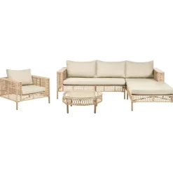 Loungesets-Leen Bakker CALASETTA - Loungeset 4-zits - Beige - Linkszijdig - PE rotan