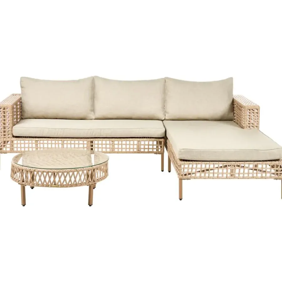 Loungesets-Leen Bakker CALASETTA - Loungeset 4-zits - Beige - Linkszijdig - PE rotan