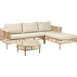 Loungesets-Leen Bakker CALASETTA - Loungeset 4-zits - Beige - Linkszijdig - PE rotan