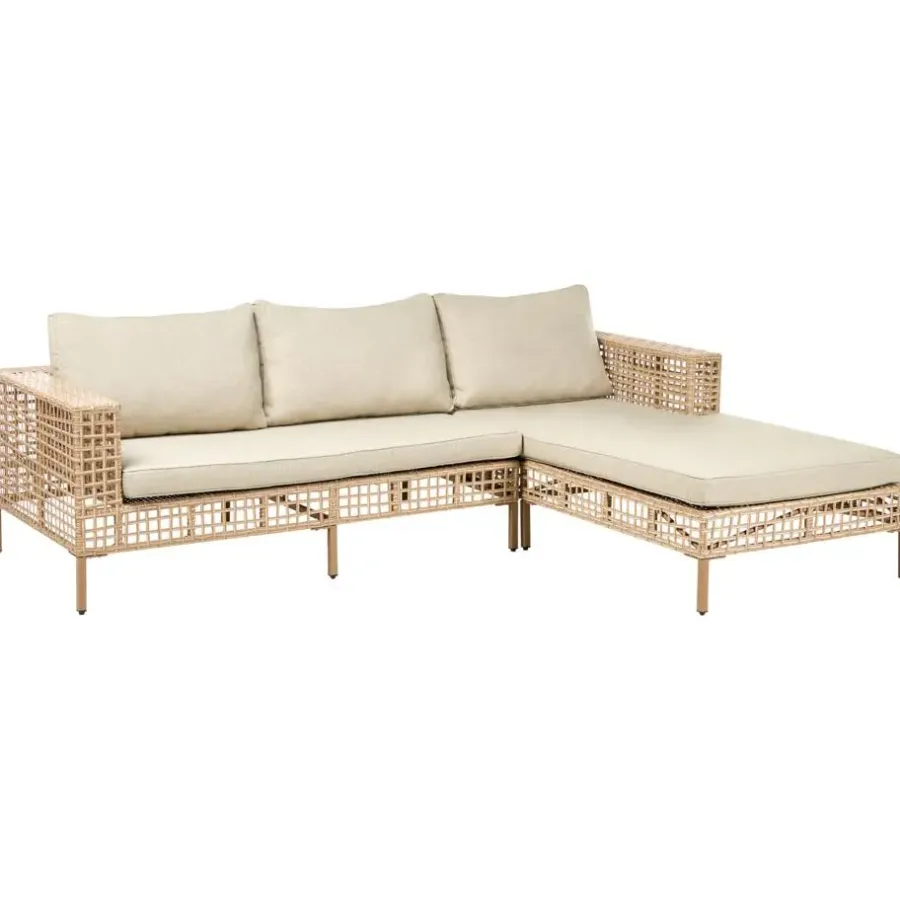 Loungesets-Leen Bakker CALASETTA - Loungeset 4-zits - Beige - Linkszijdig - PE rotan