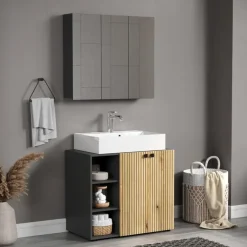 Spiegelkasten-Calicosy - Badkamerkast met spiegel PUREBLISS - 20x90x80 cm