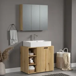 Spiegelkasten-Calicosy - Badkamerkast met spiegel PUREBLISS - 20x90x80 cm