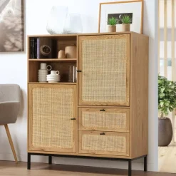 Buffetkasten-Calicosy - Buffetkast JAYA - Licht hout - 120x100x40 cm