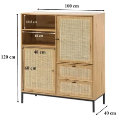Buffetkasten-Calicosy - Buffetkast JAYA - Licht hout - 120x100x40 cm