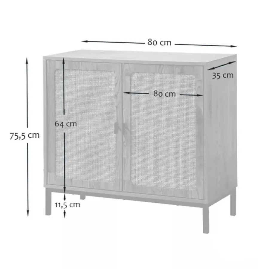 Calicosy - Dressoir JAYA - Licht hout - 75x80x35 cm