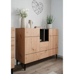 Dressoirs-Calicosy - Dressoir NOLA - Licht hout - 90x120x42 cm