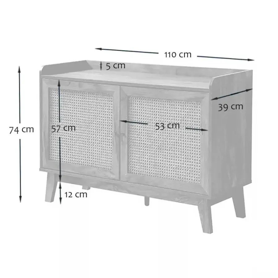Dressoirs-Calicosy - Dressoir PALMO - Licht hout - 74.5x110x39 cm