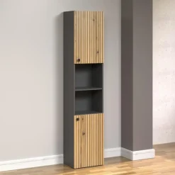 Hoge Kasten-Calicosy - Geribbelde badkamerkolom PUREBLISS - 15x122x44,5 cm