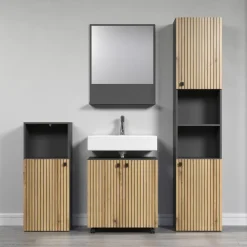 Hoge Kasten-Calicosy - Geribbelde badkamerkolom PUREBLISS - 15x122x44,5 cm