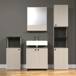 Hoge Kasten-Calicosy - Geribbelde badkamerkolom PUREBLISS - 15x122x44,5 cm