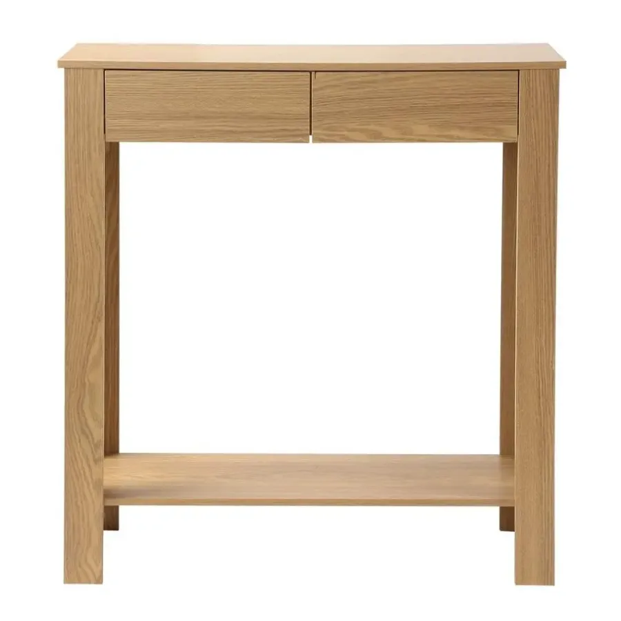 Sidetables-Calicosy - Hoge console met 2 lades in eiken decor - Licht hout - 29x79x86,5 cm