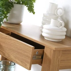 Sidetables-Calicosy - Hoge console met 2 lades in eiken decor - Licht hout - 29x79x86,5 cm
