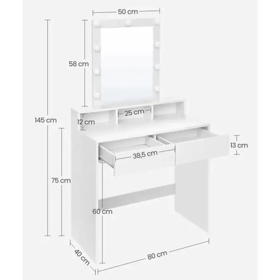 Kaptafels-Calicosy - Kaptafel - Wit - 145x80x40 cm