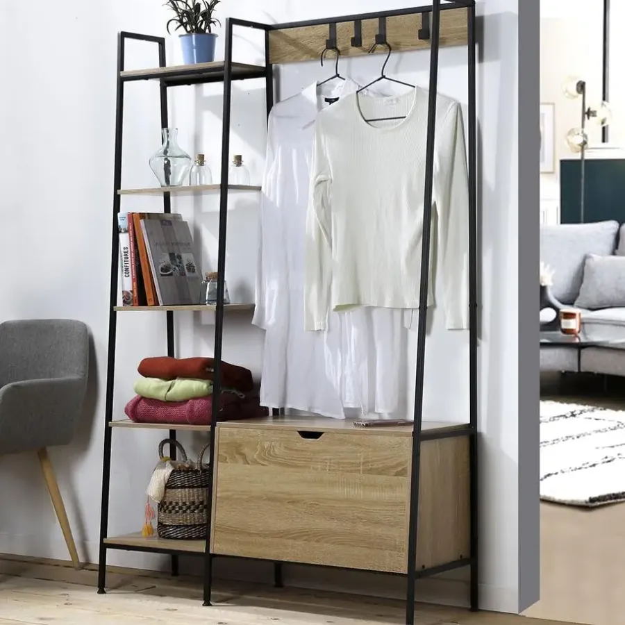 Calicosy - Kledingkast LEXIE - Hout - 160x105x35 cm