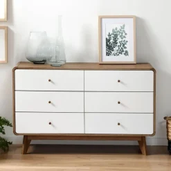 Ladekasten|Ladekasten-Calicosy - Ladekast ALBURA - Donker hout - 75.5x120x39 cm