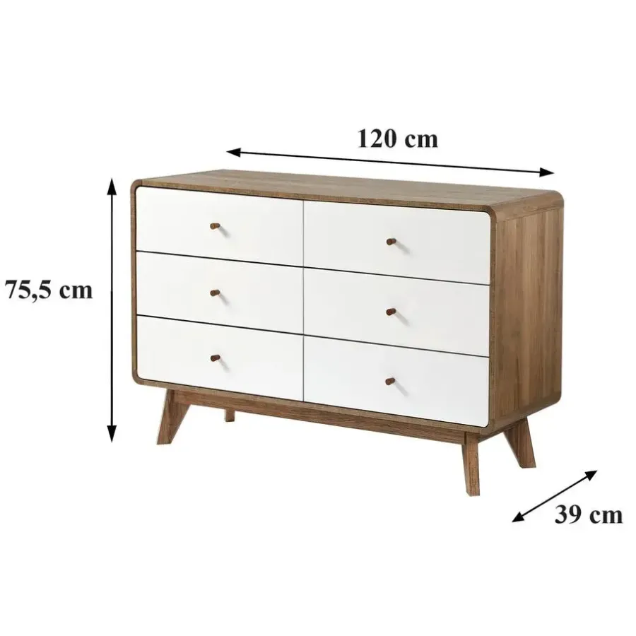 Ladekasten|Ladekasten-Calicosy - Ladekast ALBURA - Donker hout - 75.5x120x39 cm