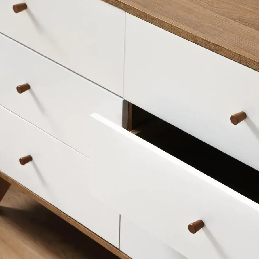 Ladekasten|Ladekasten-Calicosy - Ladekast ALBURA - Donker hout - 75.5x120x39 cm
