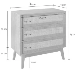 Calicosy - Ladekast ALIA - Licht hout - 79x80x39 cm