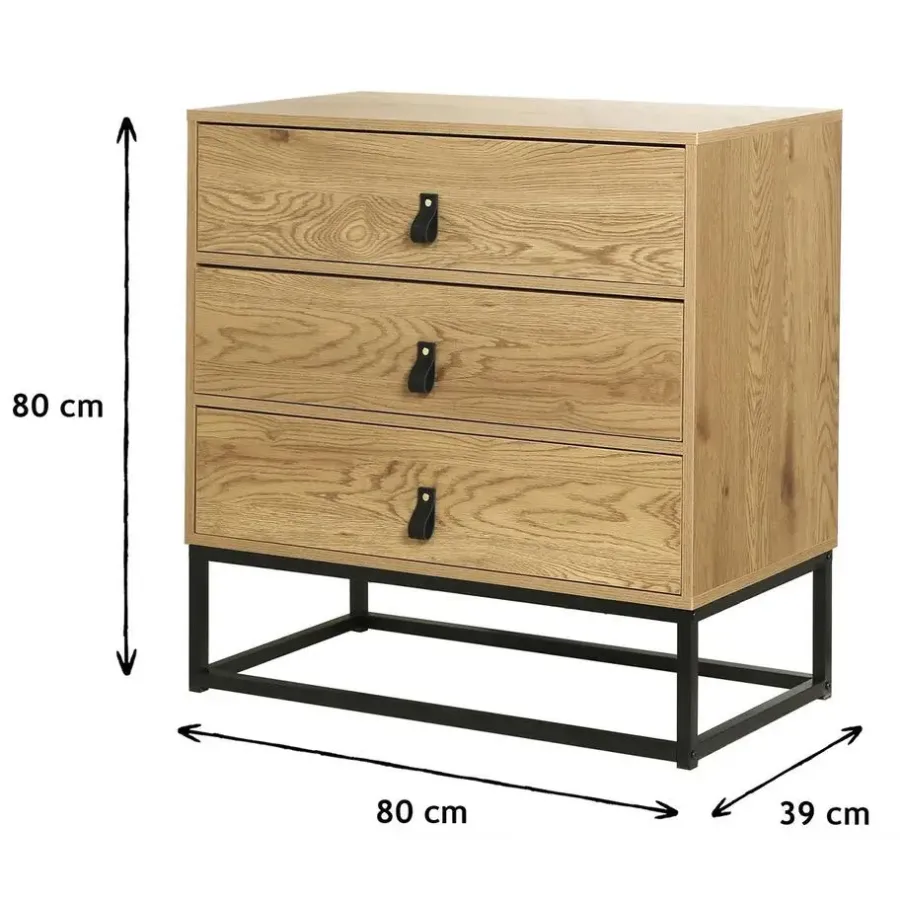 Ladekasten|Ladekasten-Calicosy - Ladekast JILL - Eik - 79.5x80x39 cm