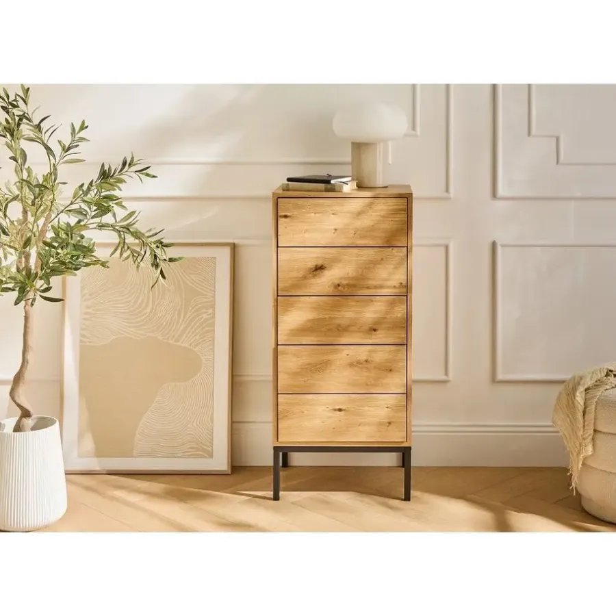 Ladekasten|Ladekasten-Calicosy - Ladekast LENNY - Licht hout - 100x45x38 cm