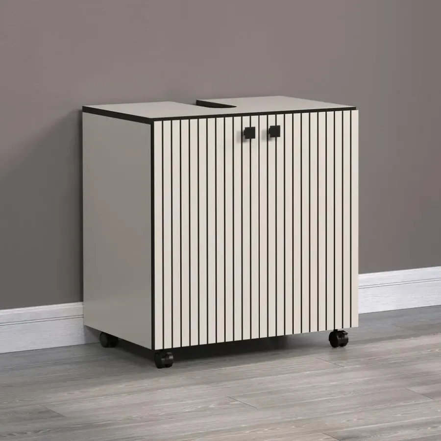 Badmeubelsets-Calicosy - Onderkast met wielen, 2 deuren PUREBLISS - 42x60x64 cm