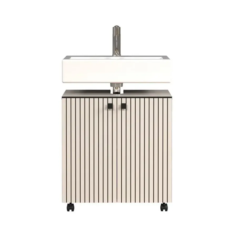 Badmeubelsets-Calicosy - Onderkast met wielen, 2 deuren PUREBLISS - 42x60x64 cm